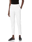 SLIM-SATION Damen Pull on Zip Pockets Slim Leg Solid Striped Twill Ankle Pant Hose, Weiß, 48