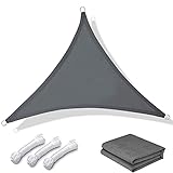 wiipara Sonnensegel Dreieck 2x2x2m inkl Befetigungsseile PES Polyester wasserabweisend imprägniert Windschutz mit 95% UV Schutz Balkon Sonnenschutz für Garten, Terrasse, Camping,