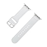 JJKFQ Für Uhrenarmband Echtlederband 42mm 44mm Serie 5 4 Uhrenarmband 38mm 40mm Armband Zubehör (Color : White, Size : 42mm or 44mm)