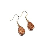 HONGYAN 1 Paar trendy Nature Stone Agates Ohrringe Exquisite Schmuck Wassertropfen Form Kristall Drop Ohrring Geschenke (Metal Color : Orange)