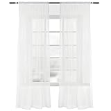 WOLTU VH6062cm-2, 2er Set Gardinen Vorhänge transparent mit Kräuselband Stores für Schiene, Doppelpack Fensterschal Voile für Wohnzimmer Schlafzimmer Kinderzimmer Landhaus, 140x145 cm Crè