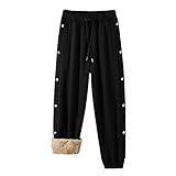 BIBOKAOKE Fleece Jogginghose Herren Herbst Winter Freizeithose mit Seite Zweireihig: Loose Breite Hosen Warme Bequeme Trainingshose Sweatpants Wanderhose Arbeitshose Chino Hosen S