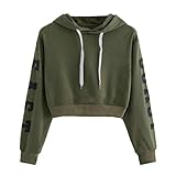 TWIFER Damen Buchstaben Langarmshirt Hoodie Crop Pullover Tops Sweater Sw