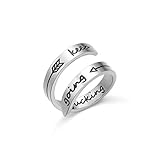 QEPOL Personality Adjustable Size Niemals aufgeben Bands Cool Stacking Silver Keep Going Ring Inspirierender Schmuck Edelstahl Gravur Ermutigung für Frauen Teenager Mädchen (Silber)