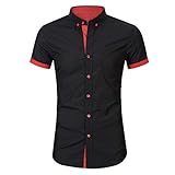 Fannyfuny Hemd Herren Freizeithemd Revers Slim-Fit Kurzarm-Hemden Männer Outdoor Reise Hemd Reise Kiwi Kurzarm Hemd Baumwollmischung Sommer Freizeit Men´s Shirt Polo Style für Freizeit,Anzug,H