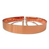 Live It Style It Damen Metall Gürtel Voll Waist Spiegel Breit Gold Silber Platte Bund Ketten Gürtel (4.5cm, Rose Gold)