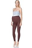 SOFTSAIL Damen Schwangerschafts-Leggings, Bauchunterstützung, Baumwolle, Schwangerschaftshose, braun, 38