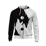 YDyun Langarm Sweatshirt mit Taschen 3D-Gedruckter Cardigan mit Kapuze und losem Reiß