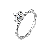 KINGVON 925 Silber Bambus Joint Moissanite Diamant Ring Ewigkeit Verlobungsring Zarter Schmuck Geschenk für Frauen Weihnachten,Valentinstag,Silber,20