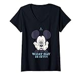 Damen Disney Mickey Mouse What Day Is It? T-Shirt mit V