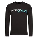 Emporio Armani Herren T-Shirt 111907 0A516, Lange Ärmel, Rundhals (Schwarz/Blaues Logo, M)