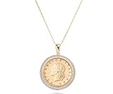 Miabella 18 Karat Gold über 925 Sterling Silber Diamant Akzent echte italienische 20 Lira Münze Anhänger Halskette für Frauen 18'