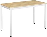 VASAGLE Schreibtisch, großer Computertisch, stabiles Metallgestell, multifunktional, fürs Home Office, Wohnzimmer, Arbeitszimmer, robust, modern, Holzfarben + Weiß LWD64N