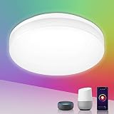 LE 15W Alexa Smart Deckenlampe, 1250lm 22cm Wifi LED Deckenleuchte Dimmbar(RGB + Kalt bis Warmwei 2700-6500K), IP54 Badlampe Steuerbar via App, Kompatibel mit Alexa Google Home, kein Hub E