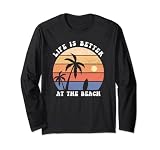Life Is Better At The Beach Retro Island Palme Surfbrett Lang