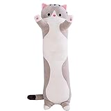 lzndeal plüschtier Katze，stofftier Katze Kissen Katze plüsch Katze Stuffed Animals Plush Toy Cuddly Toy Geburtstag, Weihnachten, Valentinstag Gift for Children Girlfriend (90cm, Gray)