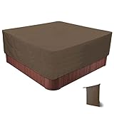 GXUYN Whirlpool-Abdeckung 210D Wasserfest Quadratische Schwimmbecken Abdeckung Das UV-Beständige Design mit Einstellung Kordeln,Braun,200 * 200 * 85CM