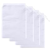 Nussmilchbeutel, Nylon Filter Cloth 4 Stück, Transparent Passiertuch, zur Nussmilch, Fruchtsaft, Sojamilch, Kaffee, Gemüsesaft, Filtertuch Mandelmilch, Weiß