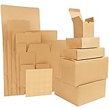 Belle Vous Karton Geschenkboxen Set Braun mit Deckel (50 Stk) – Geschenk Box 5 Verschiedene Größen – Boxen Set Einfach Aufbzuauen – Geschenkkarton mit Deckel für Party, Geburtstags Box, H