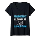 Damen Chemie Chemiker Alkohol Wissenschaft Chemielaborant T-Shirt mit V