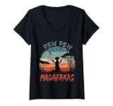 Damen Pew Pew Madafakas Erdmännchen Surikate Säugetiere T-Shirt mit V