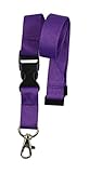 10 x unbedruckte Schlüsselbänder, Schlüsselband Lanyard neutral ohne Druck 20 mm breit, Steckverschluss Sicherheitsverschluss (violett)