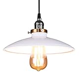 Lightess Pendelleuchte Weiß Metall E27 Hängelampe Industrial Vintage Hängeleuchte Retro Industrie Modern Loft Lampe Decke Pendellampe für Esstisch Esszimmer Wohnzimmer Schlafzimmer usw