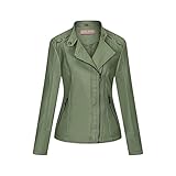 GFGHH Damen Kunstlederjacke Jacke Tailliert Taille Biker Style Motorradjacke Bikerjacke Übergangsjacke Ladies Oberbekleidung Frauen PU Lederjacke Leather Jacket Fashion Retro Winddicht Warm Verdick