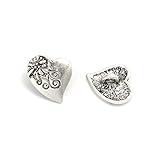 lliang knöpfe 10 stücke Zinkbasierte Legierungsblume Geschnitzte Herz Metall Nähen Schaft Tasten Antike Silber Farbe 20mm x 17mm Bekleidungszubehö