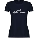 Pferde Geschenk und Reiten Zubehör - Herzschlag Pferd - L - Navy Blau - Pferd t Shirt Damen - L191 - Tailliertes Tshirt für Damen und Frauen T-S