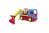 Wader 35316 - Tech Truck LKW mit Bagger, beweglicher Schaufel, drehbarem Aufsatz und stabilen Stahlachsen, ca. 27 x 11,5 x 15 cm groß, ab 12 Monaten, ideal als Geschenk für kreatives Sp