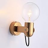 jijunpinpai Goldene Wandleuchten, modern und einfach einstellbare E27-Lichtquelle Wohnzimmer Schlafzimmer Nachttisch Nachtlicht Dekorative Leuchte Wand-Badezimmerspiegel F