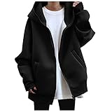 AGOUWUCHE Damen Sportjacke Kapuzenjacke Hoodie Y2K Boyfriends Stil Oberteile Reißverschluss Sweatjacke Große Größe Basic Pullover Jacke Kapuzenpullover Hoodies Herbst Winter Übergangsjacke S-5XL