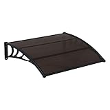 [en.casa] Vordach für Haustür Überdachung Braun/Schwarz Türvordach aus Polycarbonat Haustürdach 120x100