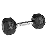 SportVida Gusseisen Hantel 5kg - Vollgummierte Kurzhantel - Sechseckige Trainingshantel - Gewichtsgewicht für das Training zu Hause - Hantel F
