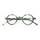 XWYWP Lesebrille, Mini Runde Frauen Männer Objektiv Lesebrille Frühling Brille Rahmen Presbyopia Glasse Retro Presbyopia Brille (Color : C3 Green Leopard, Size : +200)