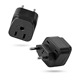 AIEVE 2 Stück US auf EU Adapter, 2/3 Pin zum 2 Pin Typ C Deutschland Reisestecker USA Kanada Mexiko Adapterstecker für Typ A/B Stecker (schwarz)