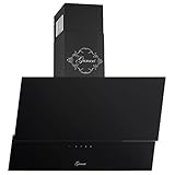 GURARI Kopffreihaube GCH D 268 6 Prime, Dunstabzugshaube 60cm, Schwarz Glas, EEK A, 1000m³/h, Fernbedienung, Wandhaube, Abluft/U