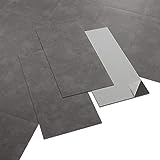 ARTENS - PVC Bodenbelag Galena - Selbstklebende Vinyl-Fliesen - Vinylboden - Betoneffekt - Dunkelgrau- Medio - 60,96 cm x 30,48 cm x 1,5 mm - Dicke 1,5 mm - 2.23m² / 12 F