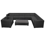 Montafox 24-teilige Polyrattan Lounge 8 Personen Gartenmöbel Ecklounge Ecksofa Beistelltisch Sessel Balkon Terrasse Gartengarnitur Schwarz, Farbe:Nachtschwärmerg