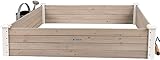 WONDERMAKE Große Hochbeet-Umrandung aus Holz für Garten Terrasse, Pflanzbeet Bausatz XL quadratisch, Blumenbeet Kräuterbeet Beetumrandung niedrig deko, 122 x 122 x 26,5 cm, weiß g