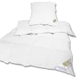 Julido Daunenbett Halbdaune Federbett Komplettset 135x200cm + 80x80cm Kissen 85% Federn/15% Daune in praktischer Aufbewahrung