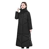 Damen Daunenjacken & Parkas Winter Lange Daunenjacke Steppmantel Kapuze Slim Dicke Baumwolle Gepolstert Oberbekleidung Jacken Mit Abnehmbarer Kapuze, Schwarz , 46