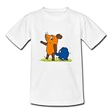 Spreadshirt Die Sendung Mit Der Maus Elefant Und Maus Hand An Rüssel Kinder T-Shirt, 98-104, Weiß