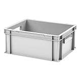 Euro-Stapelbox EB-417, 400x300x175 mm (LxBxH), grau ähnl. RAL7001, aus Polypropylen, lebensmittelecht, 2 Handgriffe, ca. 15 Liter V