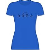 Küche - Herzschlag Kochmütze - XL - Royalblau - Statement - L191 - Tailliertes Tshirt für Damen und Frauen T-S