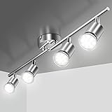 Deckenlampe Led Deckenleuchte Schwenkbar inkl. 4 x GU10 Fassungen Deckenstrahler Spotbalken Wohnzimmerlampe Drehbar 230V Spotleuchte für Küche Wohnzimmer Schlafzimmer (ohne Lichtquelle)