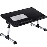 YUDIZWS Betttisch Laptop Höhenverstellbar Klappbarer Laptop-Schreibtisch Für Bett Einstellbare Laptop-ständer Computer-Bett-tablett Neigungswinkel Und Position (Color : Black, Size : 60 * 33cm)