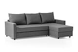 Traumnacht Schlafsofa Belfort, Ecksofa in L-Form mit Schlaffunktion und Stauraum in der Ottomane, grau, 227x153x66