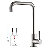 Lonheo Niederdruck Wasserhahn Küche Armatur aus Edelstahl, 360° Schwenkbar Küche Mischbatterie Einhebelmischer für Kaltwasser und einen Wasserboiler konzip